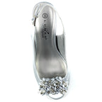 Sabrina Silver Satin Slingback Court