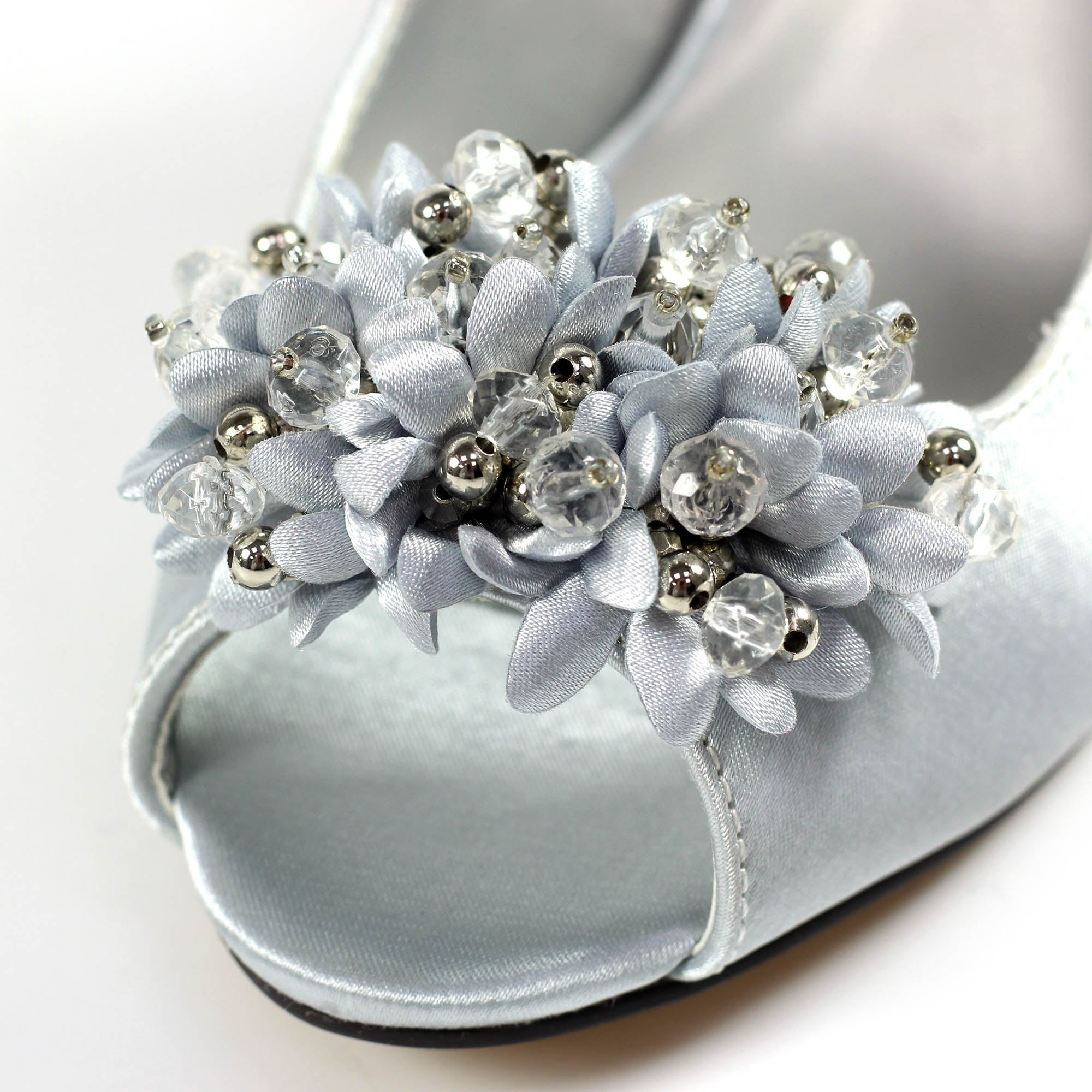 Sabrina Silver Satin Slingback Court