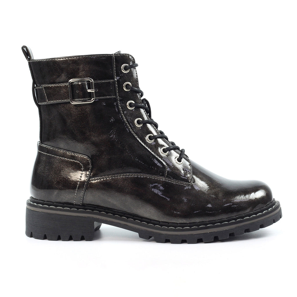 Parlour Grey Patent Ankle Boot