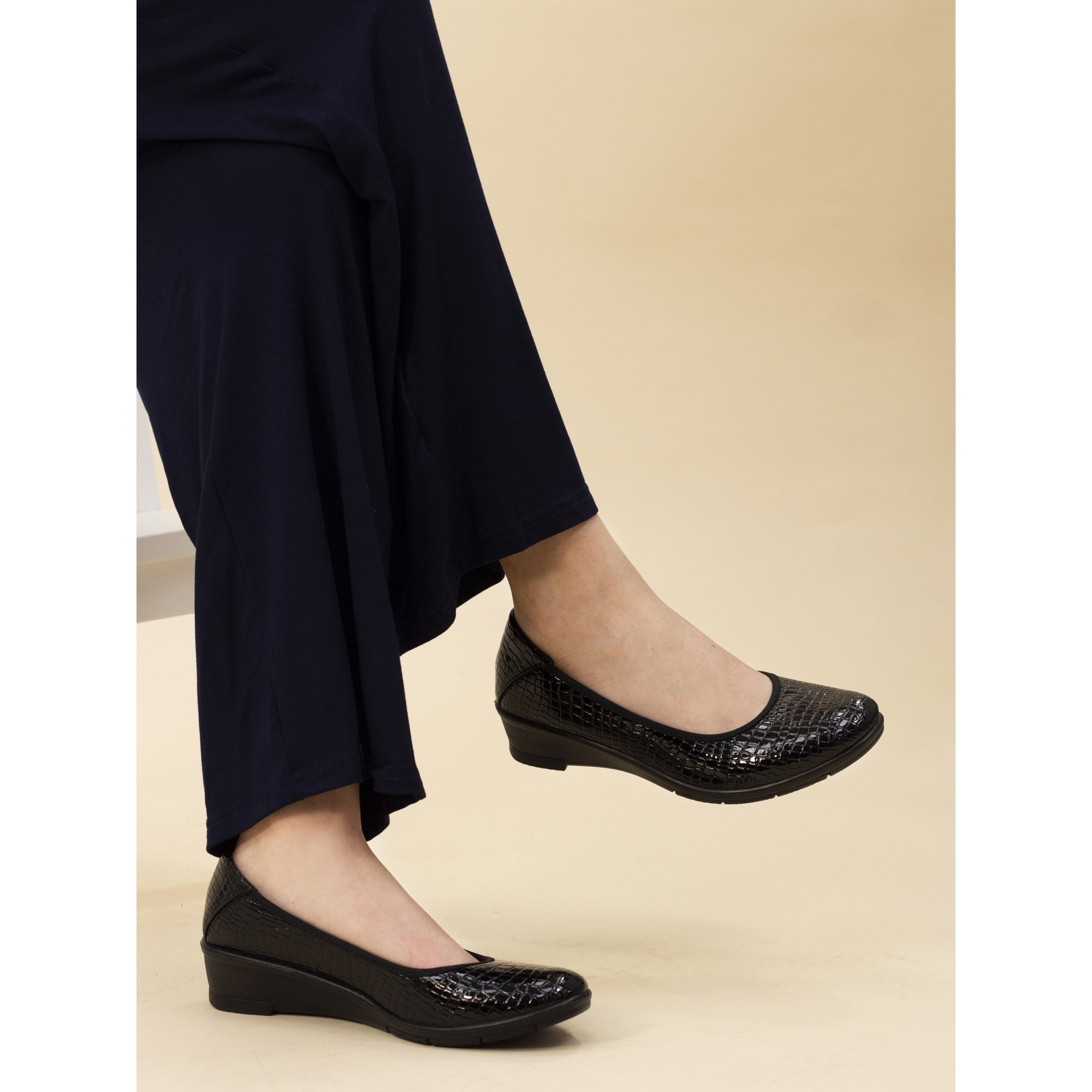 Winnie Black Wedge Shoe
