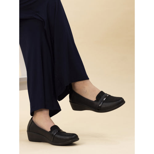 Esther Black Comfort Wedge Shoe