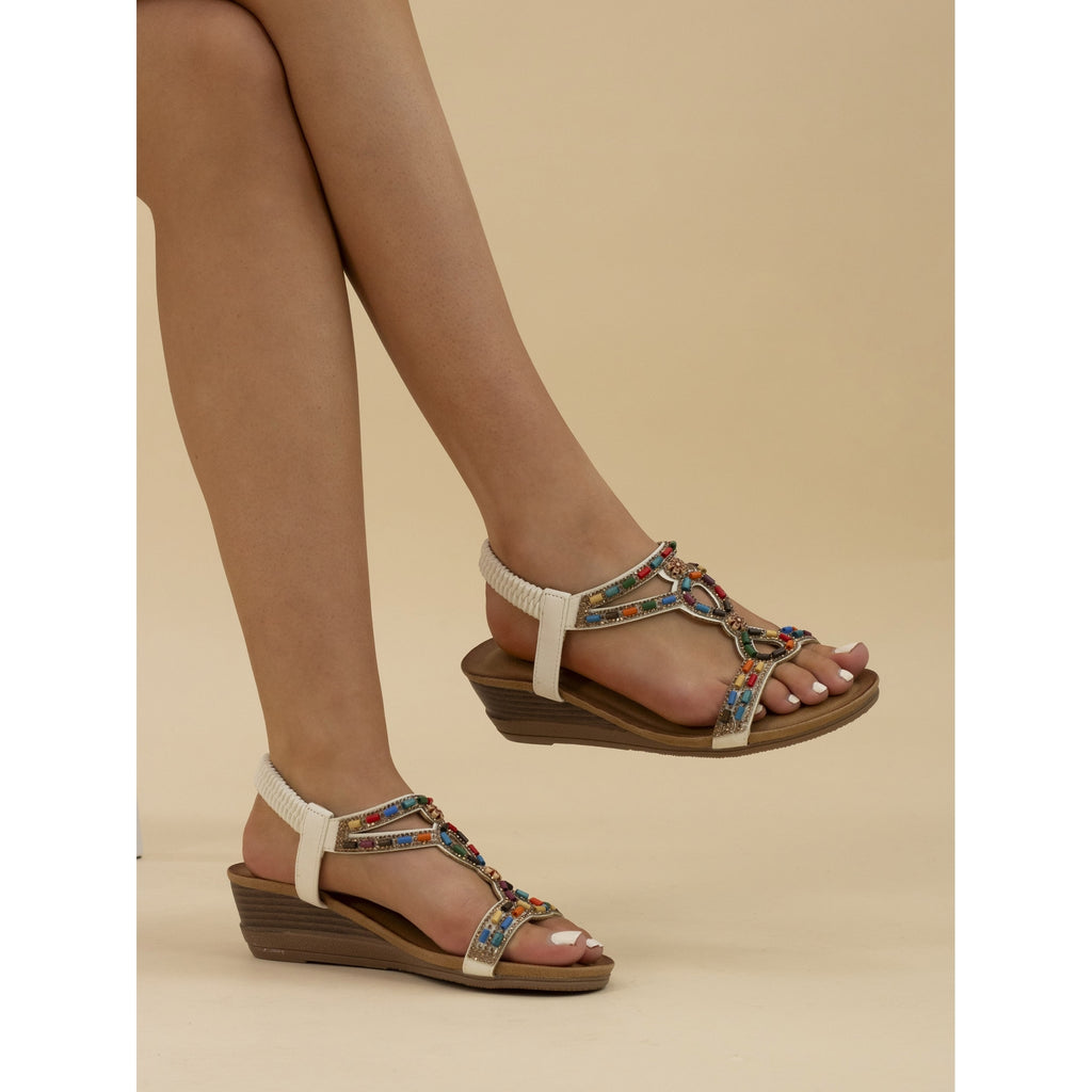 Epsom White Wedge Sandal