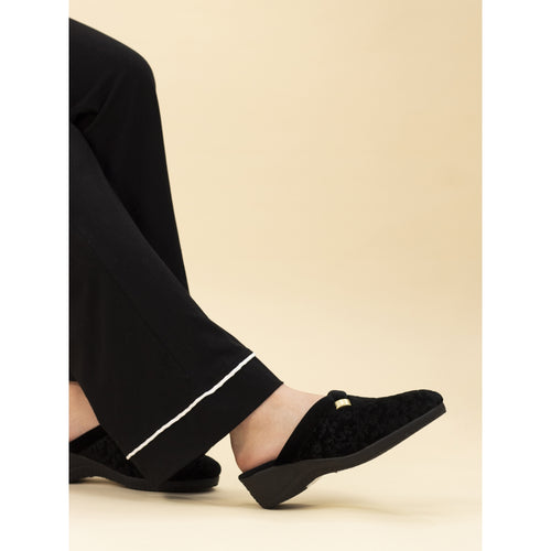 Amaretto Black Mule Slipper