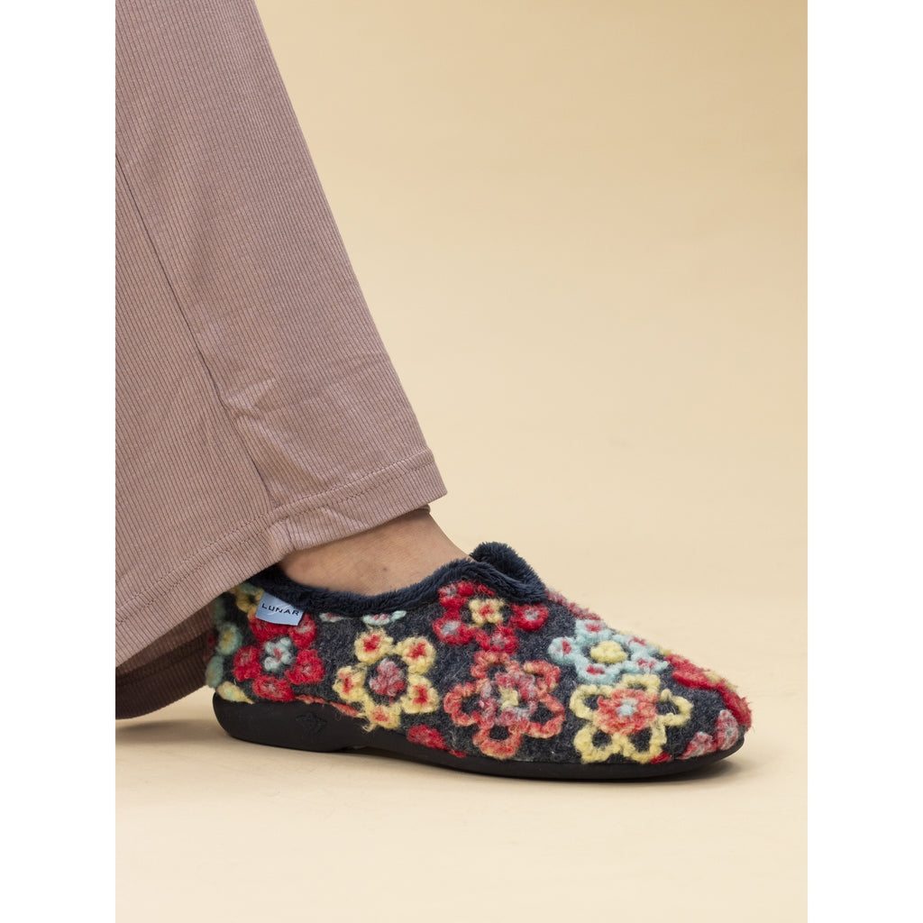 Hippy Navy Flower Full Slipper
