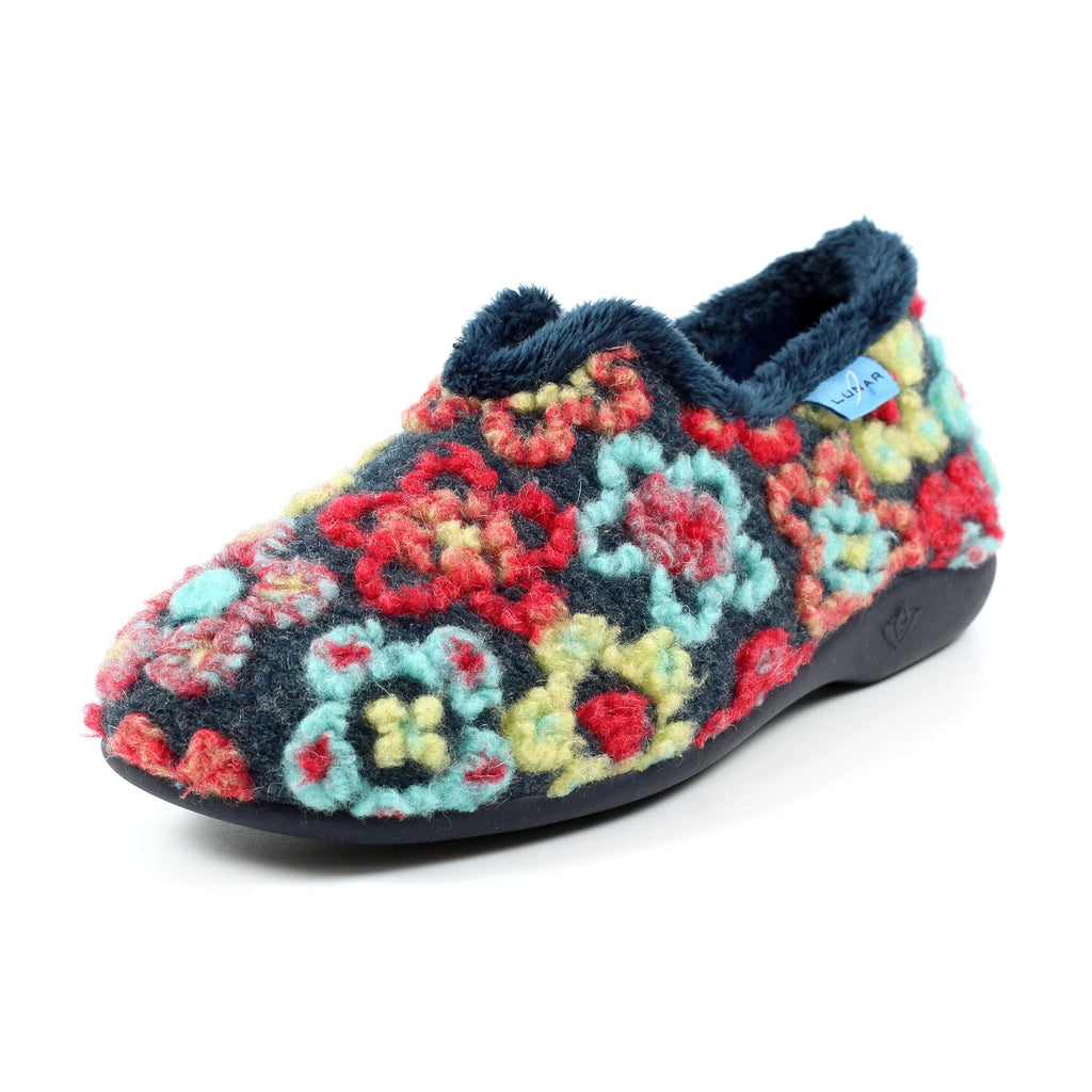 Hippy Navy Flower Full Slipper