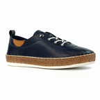 Evie Navy Leather Plimsoll