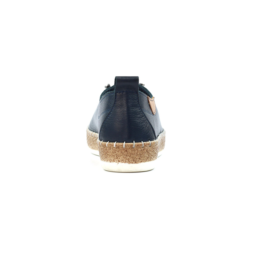 Evie Navy Leather Plimsoll