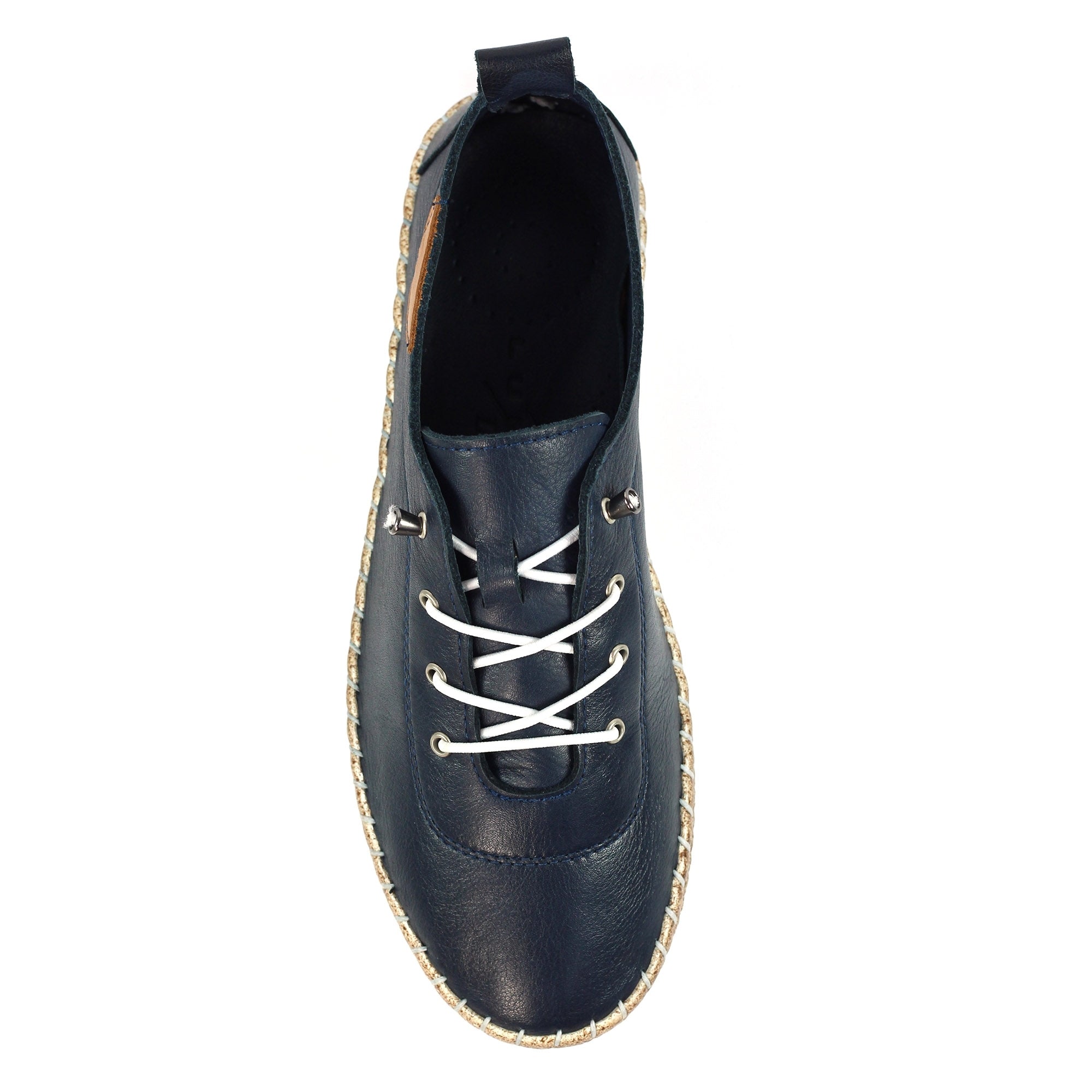 Evie Navy Leather Plimsoll