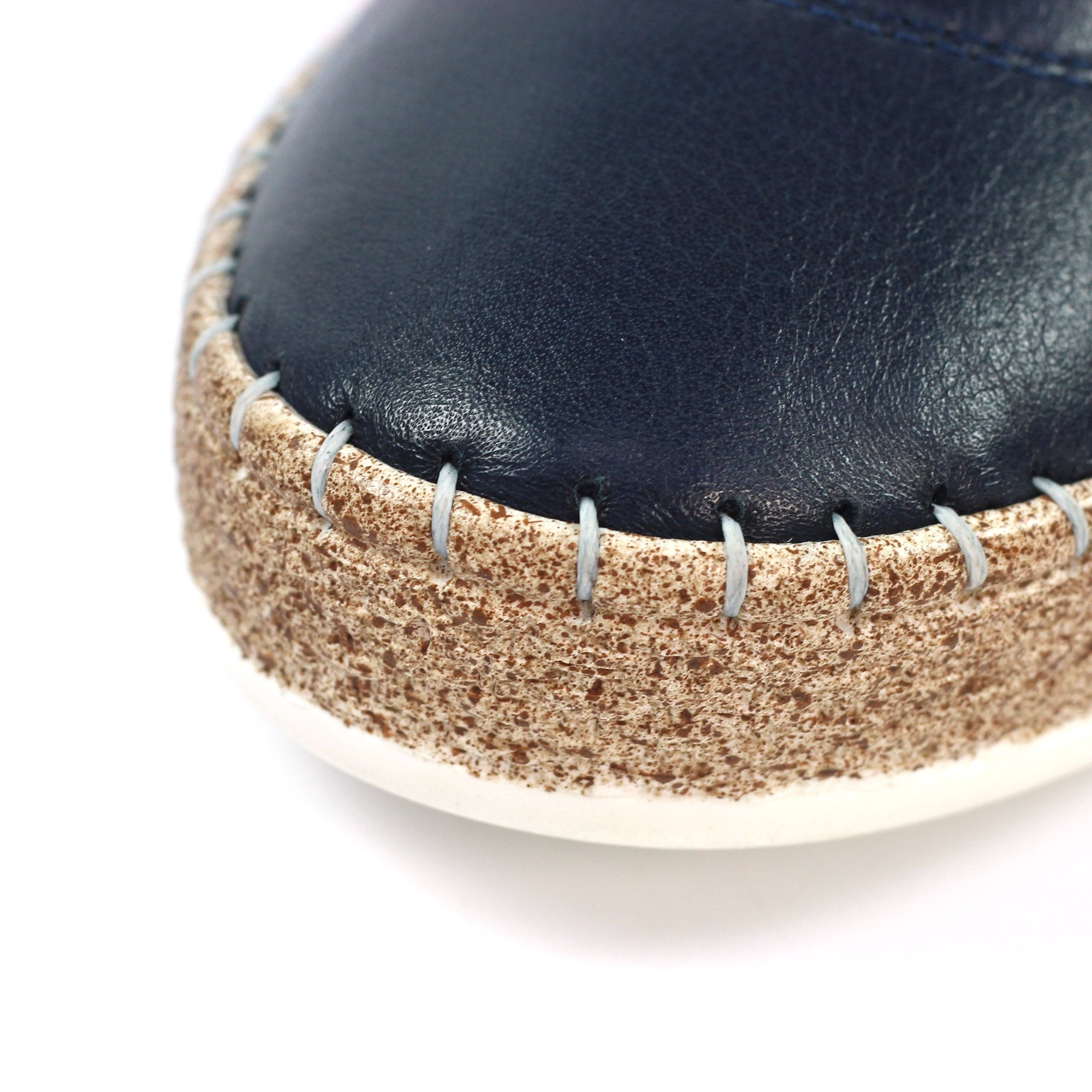 Evie Navy Leather Plimsoll
