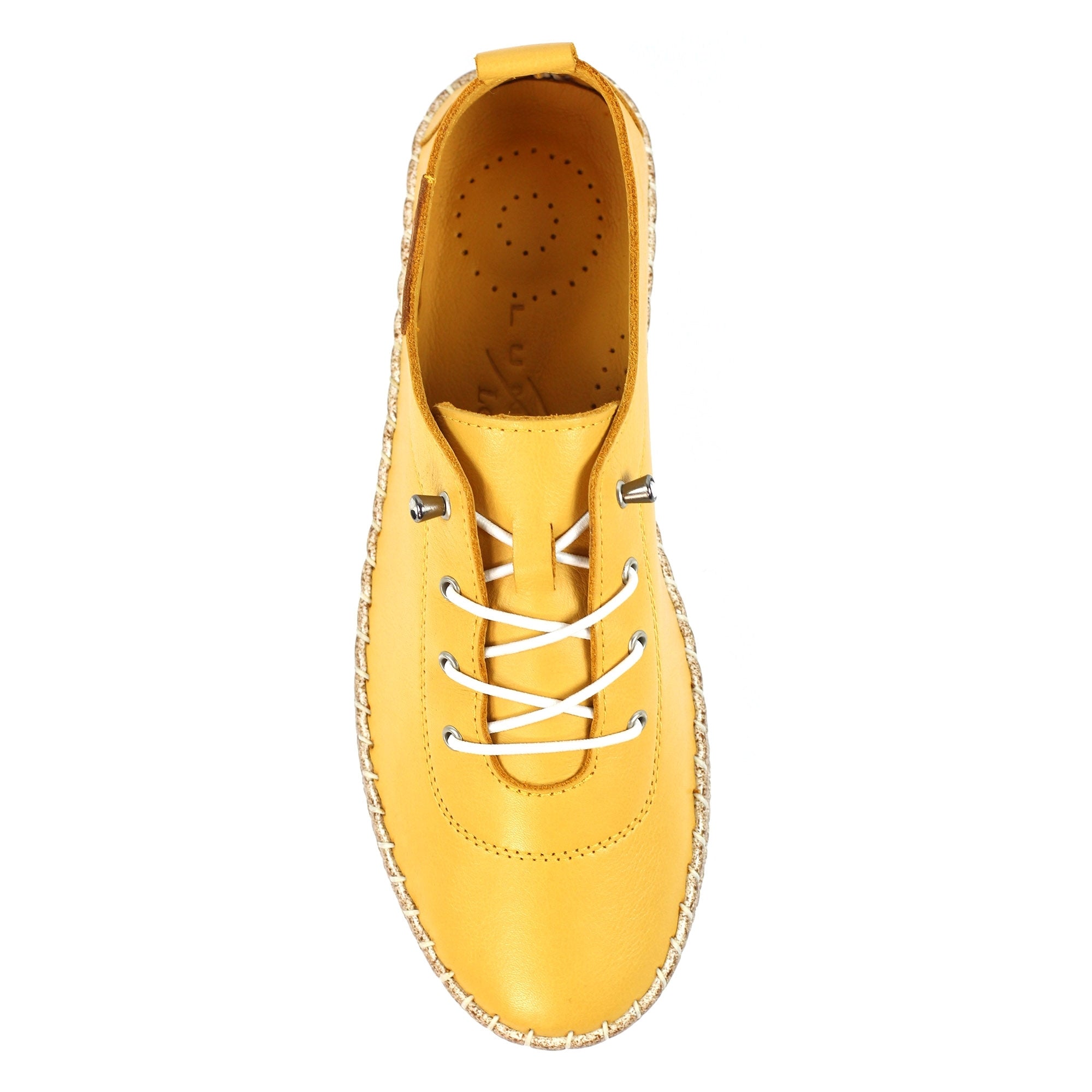 Evie Mustard Leather Plimsoll