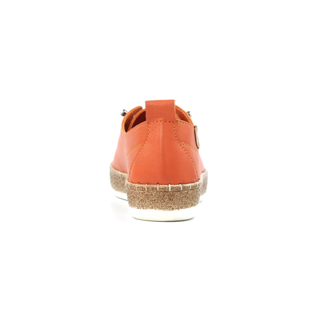 Evie Orange Leather Plimsoll