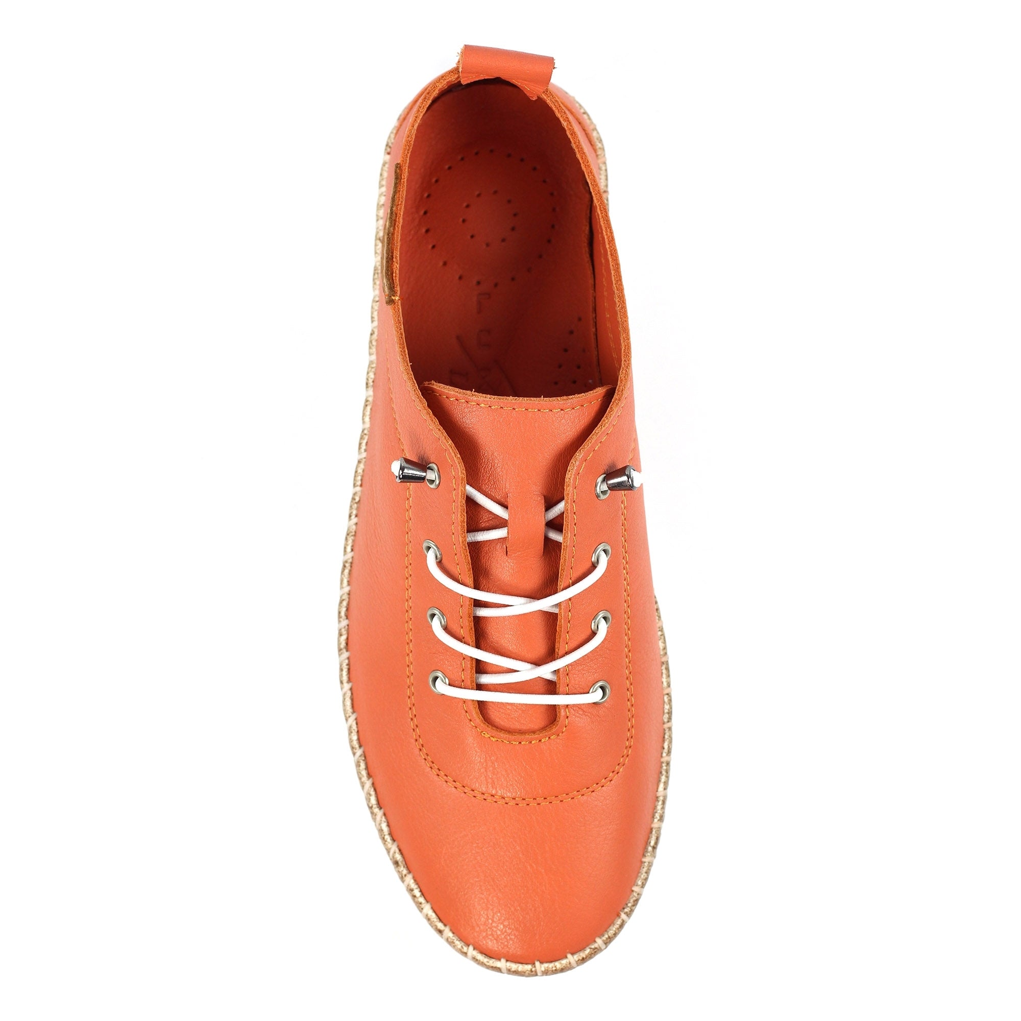 Evie Orange Leather Plimsoll