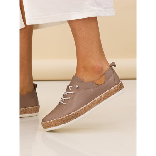 Evie Taupe Leather Plimsoll