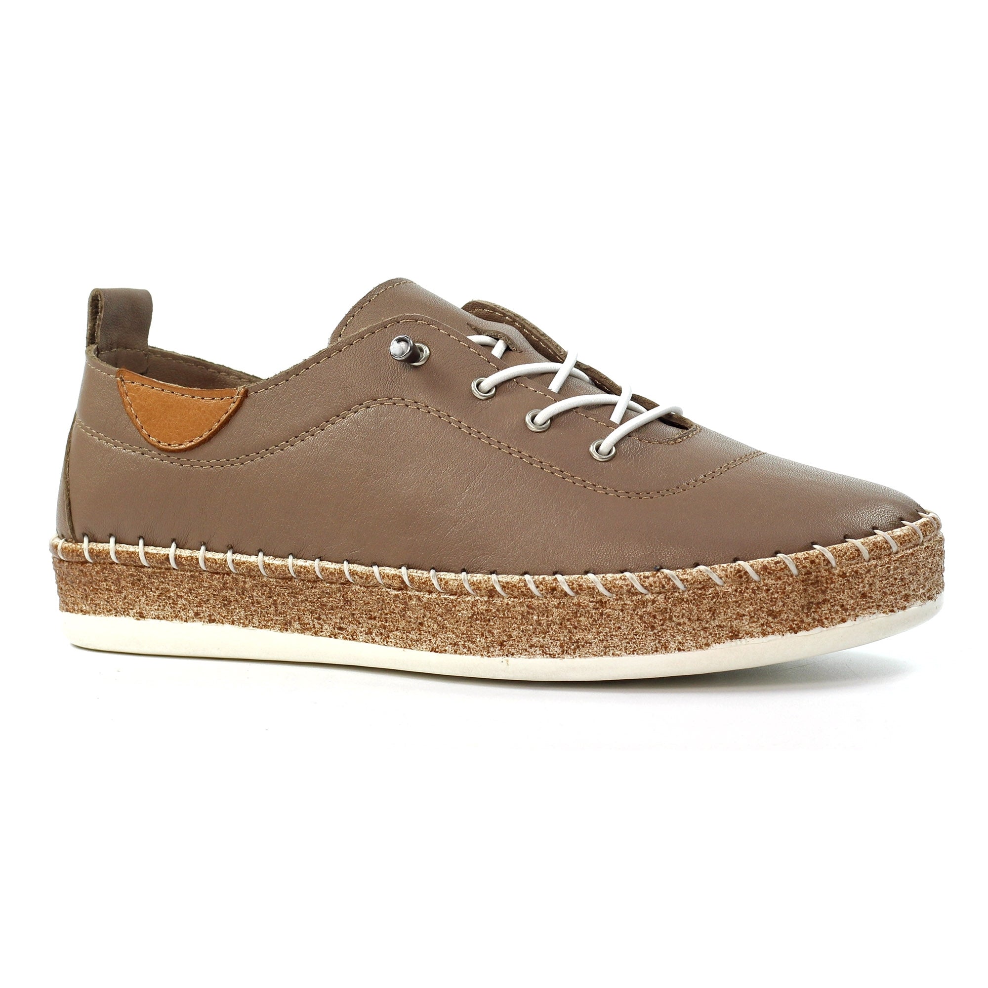 Evie Taupe Leather Plimsoll
