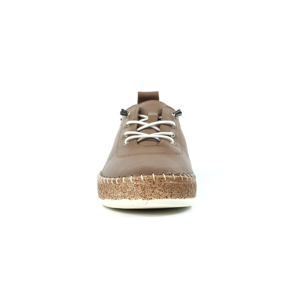 Evie Taupe Leather Plimsoll