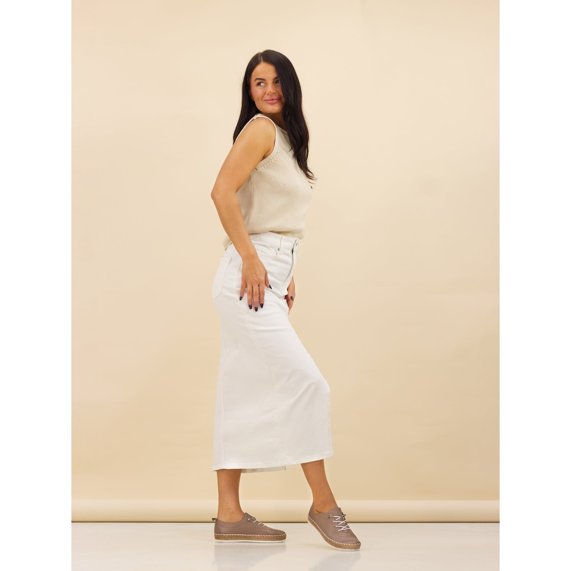 Evie Taupe Leather Plimsoll