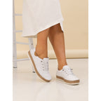 Evie White Leather Plimsoll