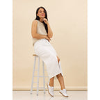 Evie White Leather Plimsoll