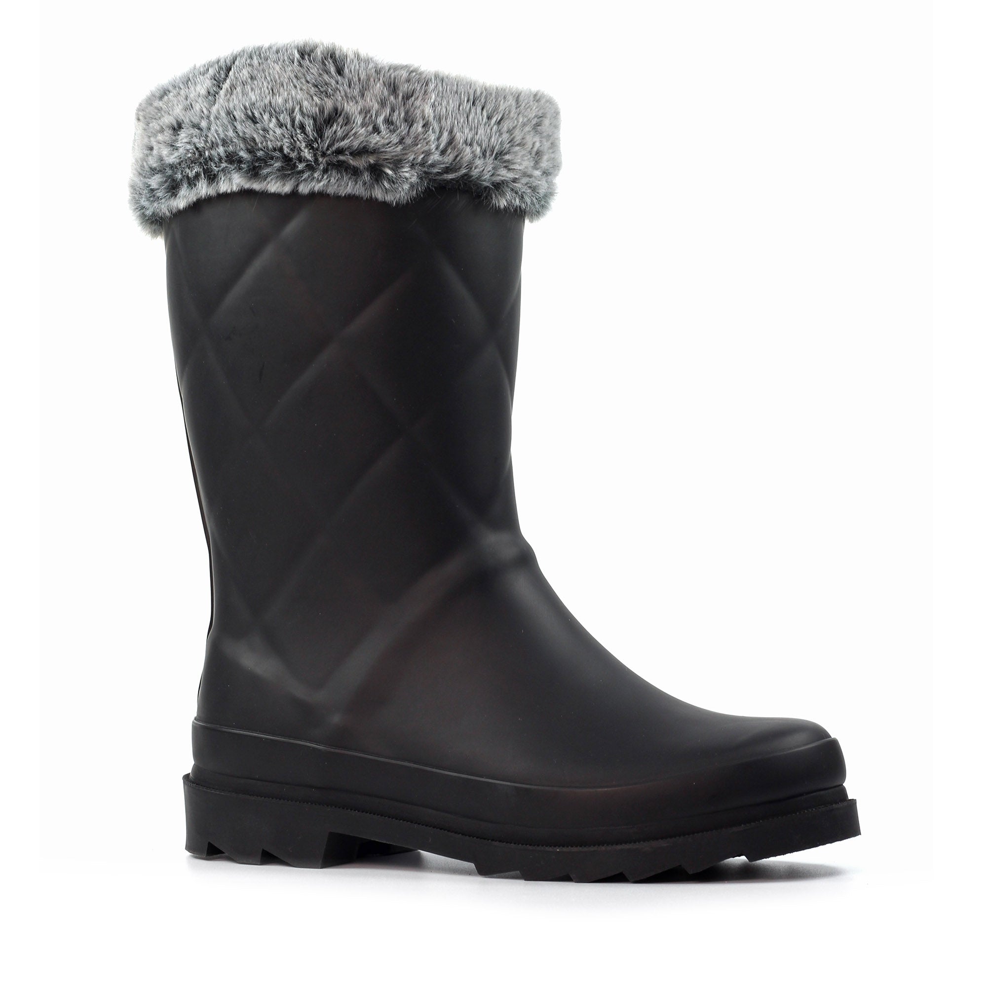 Norway Black Faux Fur-Lined Wellington