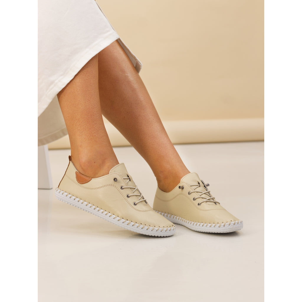 St. Ives Cream Leather Plimsoll