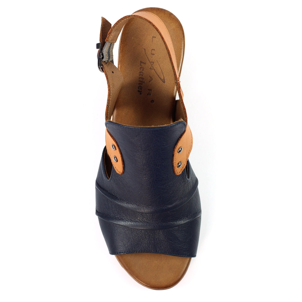 Jaden Navy Leather Sandal