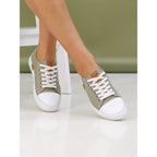 Truffle II Khaki Leather Plimsoll