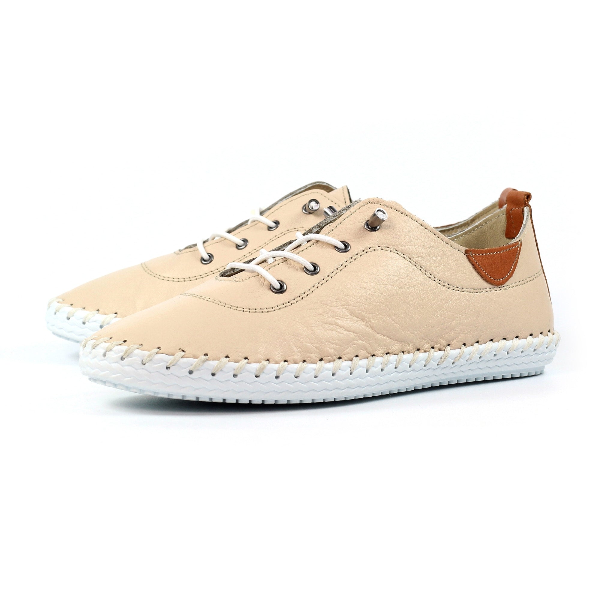 St. Ives Cream Leather Plimsoll