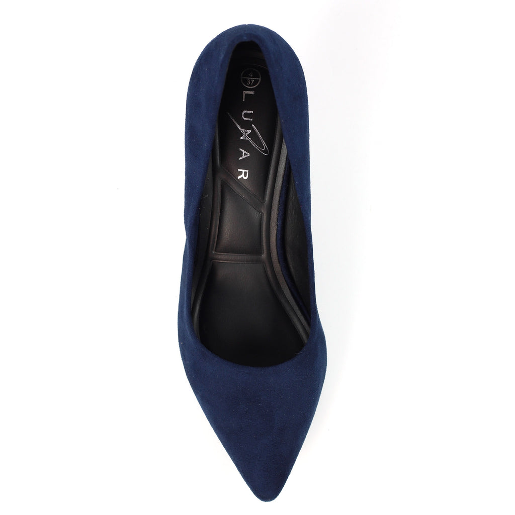 Abby Navy Kitten Heel Court Shoe