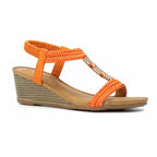 Florence Orange Wedge Sandal