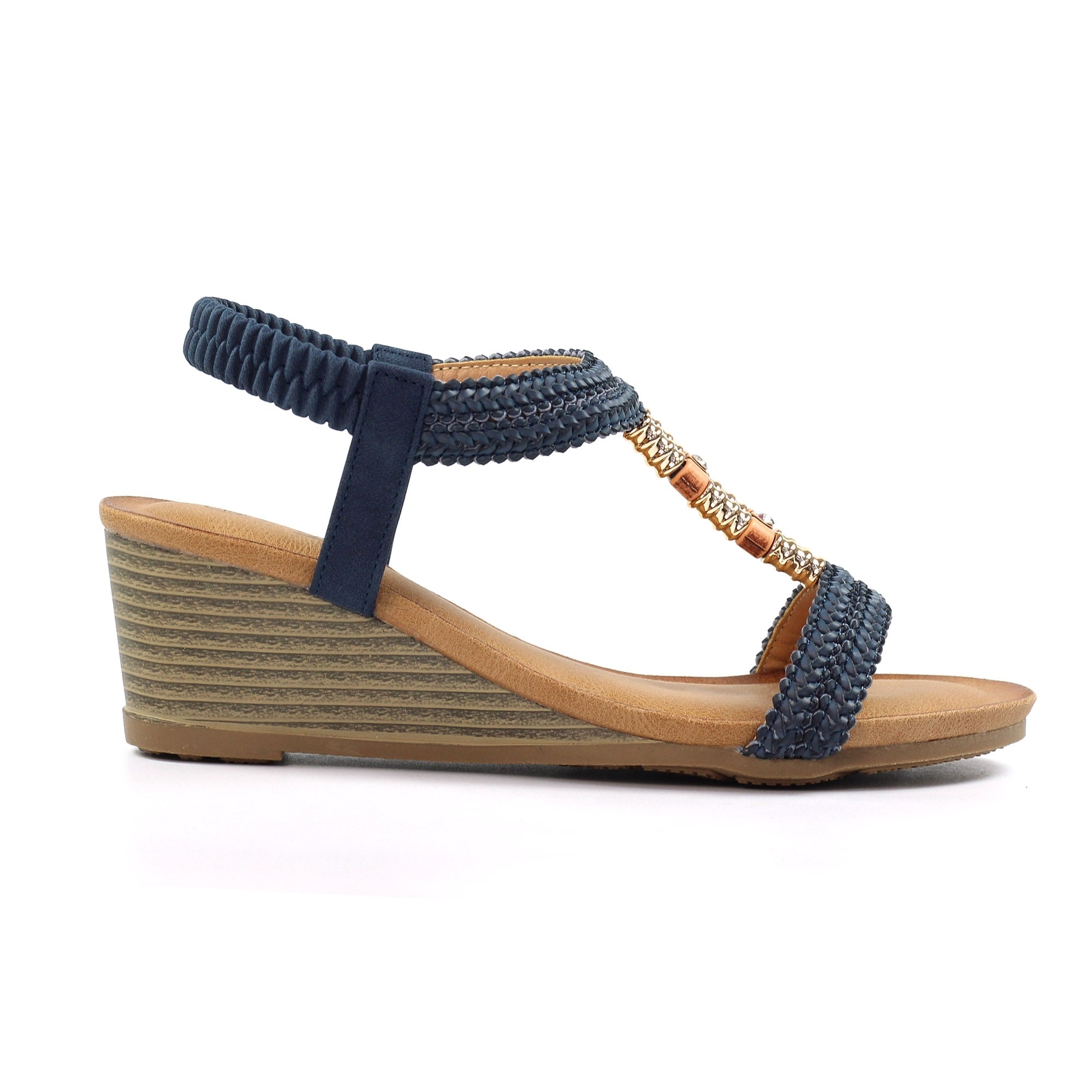 Florence Navy Wedge Sandal
