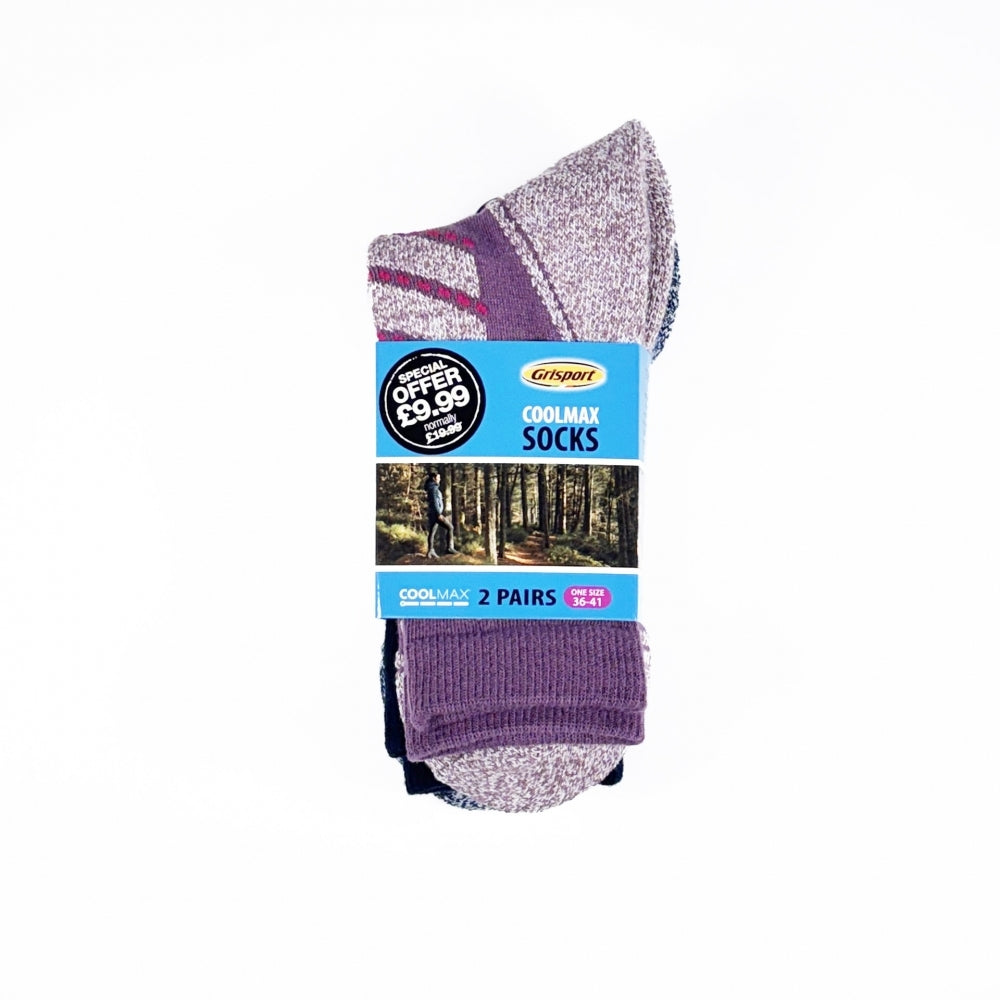 Ladies Coolmax 2 Pack Socks