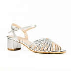 Twinkle Silver Block Heel Sandal