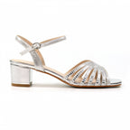 Twinkle Silver Block Heel Sandal