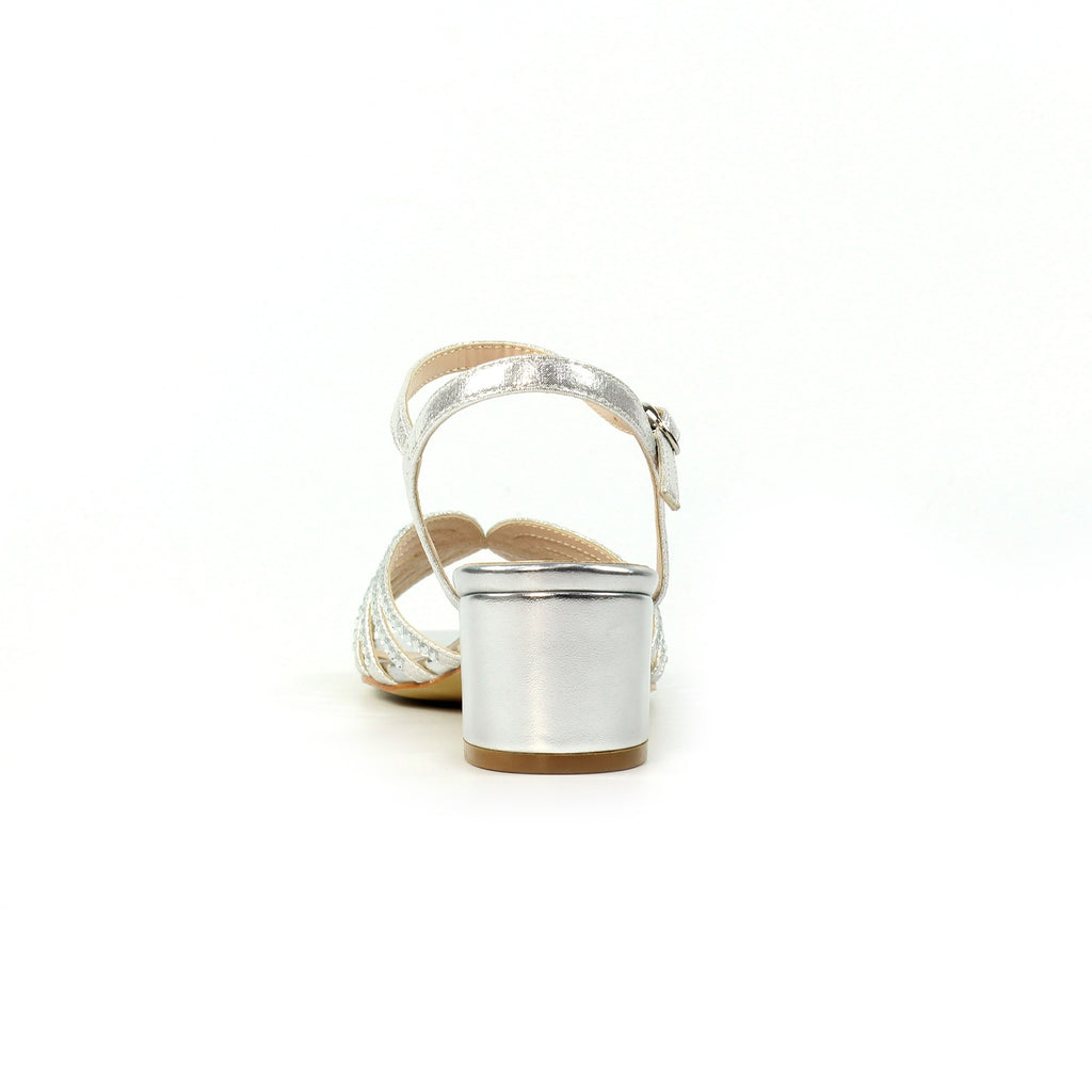Twinkle Silver Block Heel Sandal