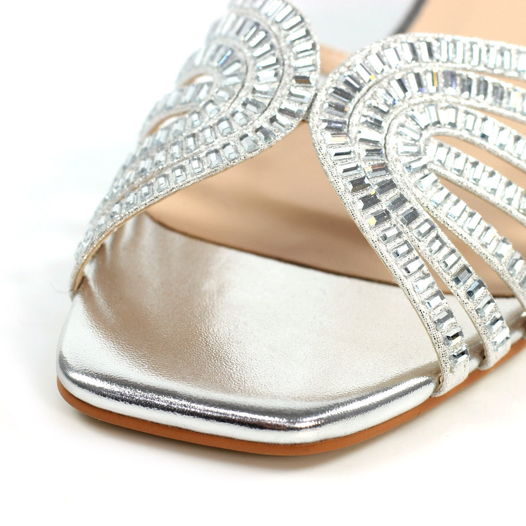 Twinkle Silver Block Heel Sandal