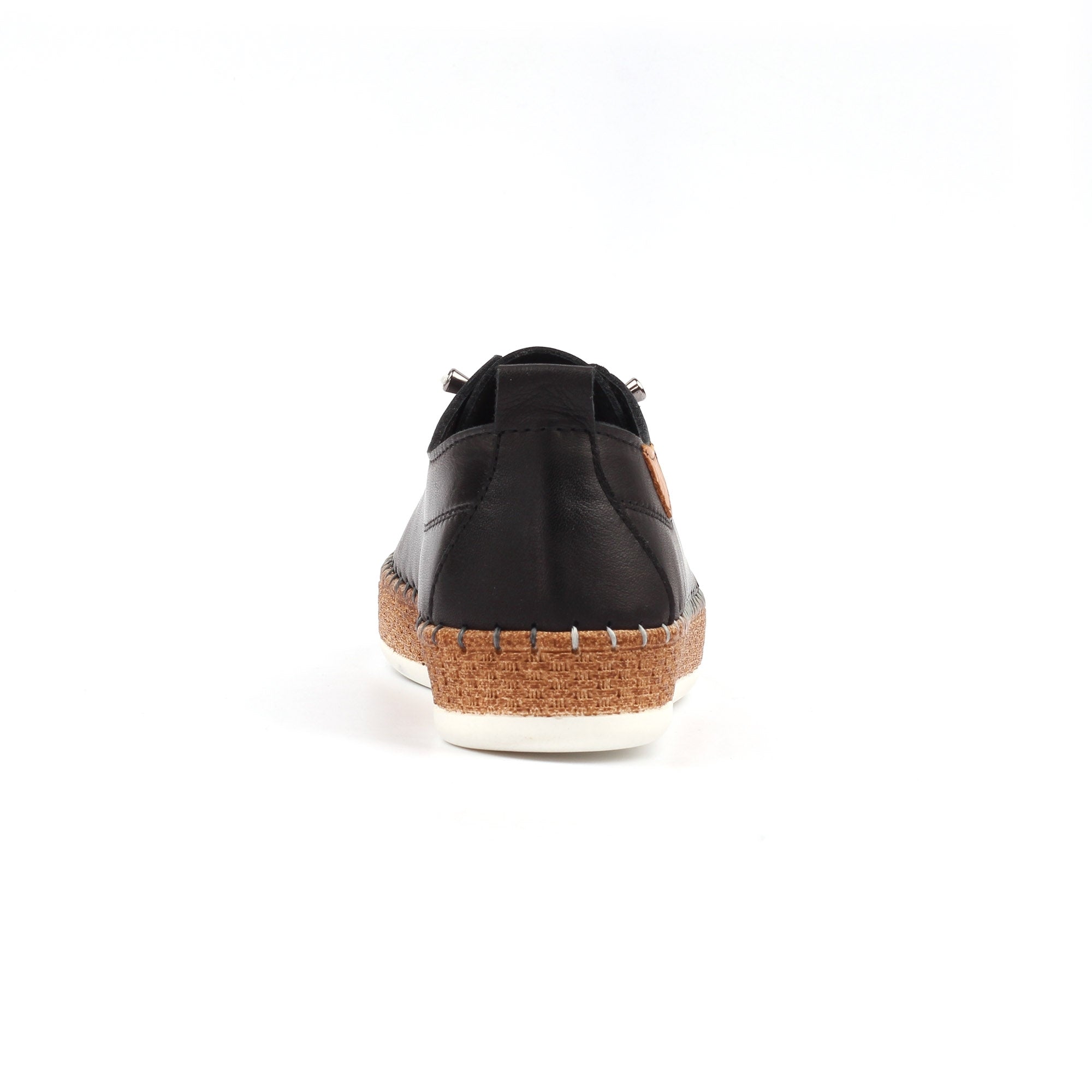Evie Black Leather Plimsoll