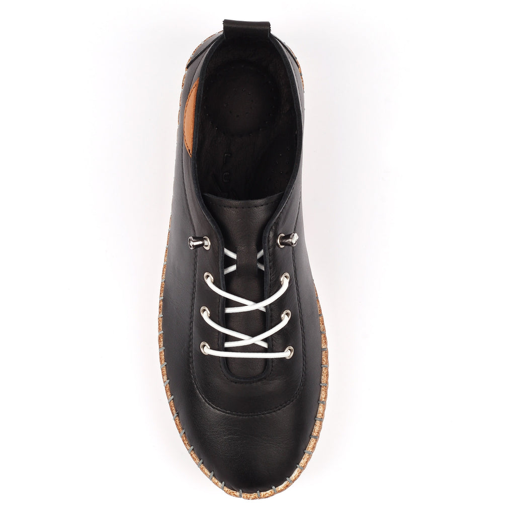 Evie Black Leather Plimsoll