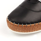 Evie Black Leather Plimsoll