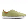 St Ives Khaki Leather Plimsoll