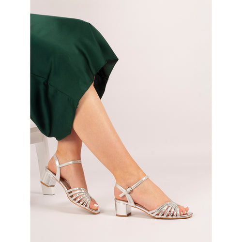 Twinkle Silver Block Heel Sandal