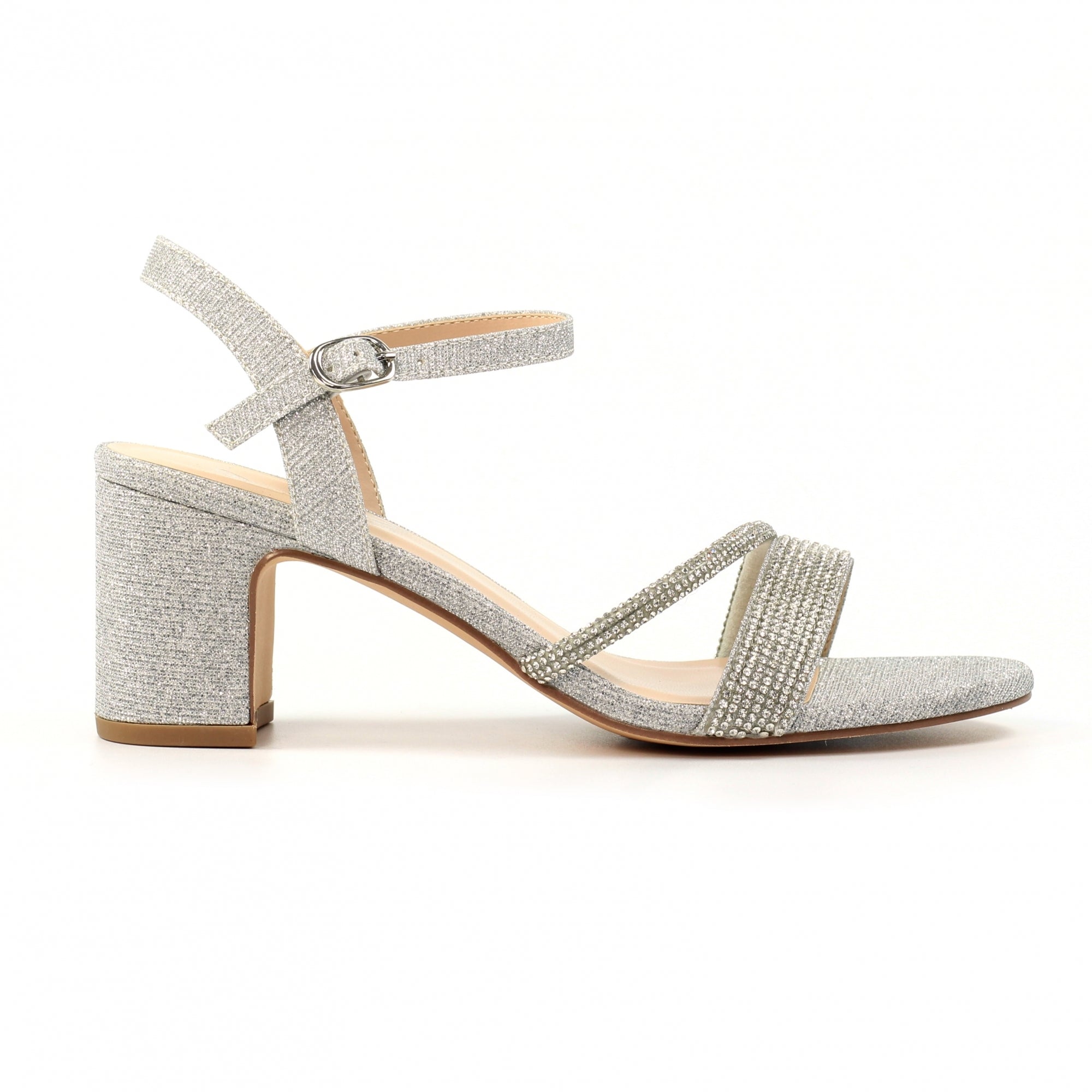 Shazam Silver Block Heel Sandal
