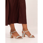Shazam Silver Block Heel Sandal