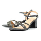 Shazam Pewter Block Heel Sandal