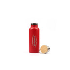 Vacuum Red Bamboo Top Water Bottle