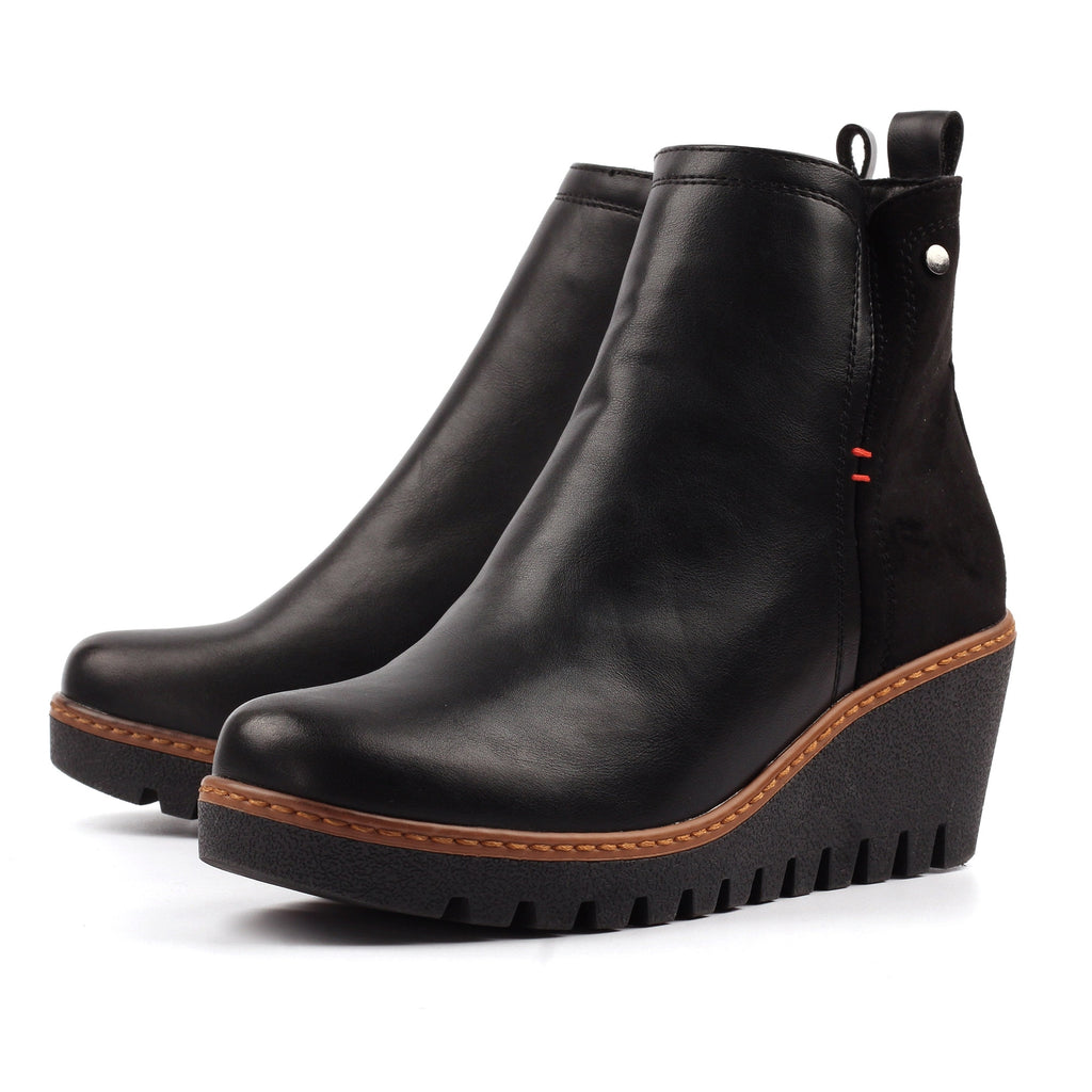 Pixie Black Ankle Wedge Boot