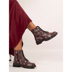 Dazzle Burgundy Floral Ankle Boot