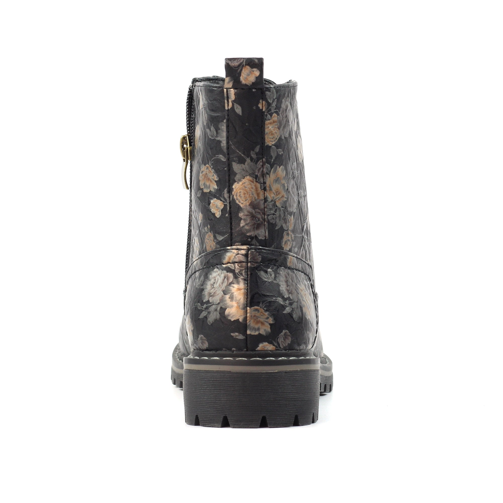 Dazzle Black Floral Ankle Boot