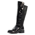 Perkins Black Patent Long Boot