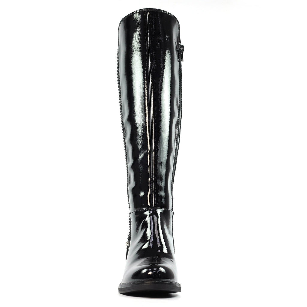 Perkins Black Patent Long Boot