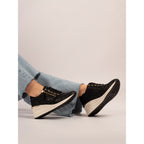 Juno Black Wedge Trainer
